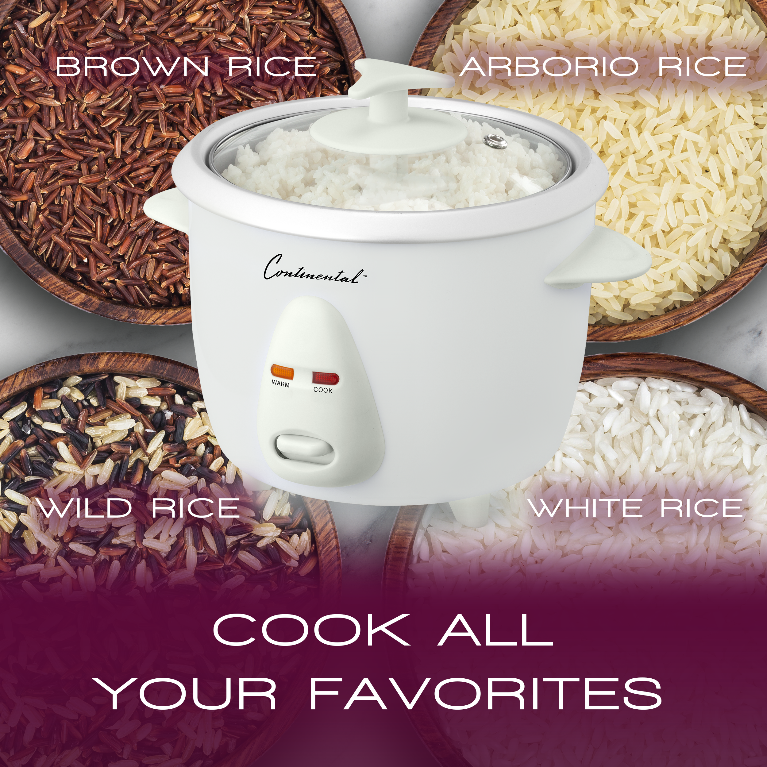 Continental Electric PS75068 Rice Cooker, Silver, 6-cups
