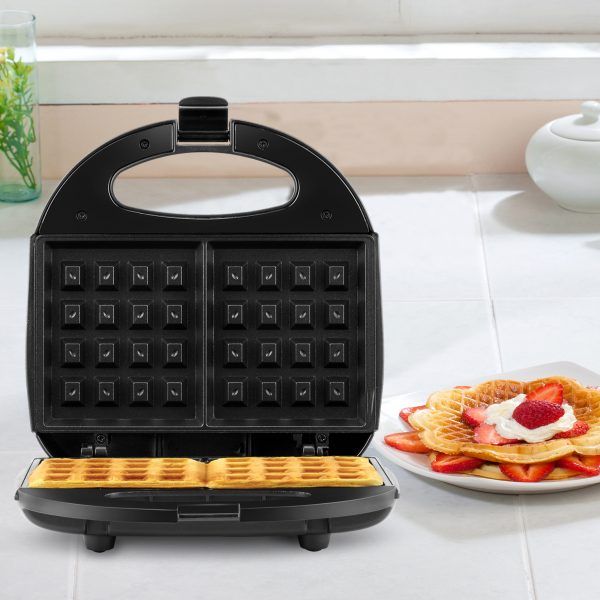 Waffle Maker 2 Slice Non Stick Black Continental