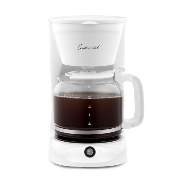 Coffee Maker, 12-Cup, Pause & Serve, Glass Carafe, Black - Continental